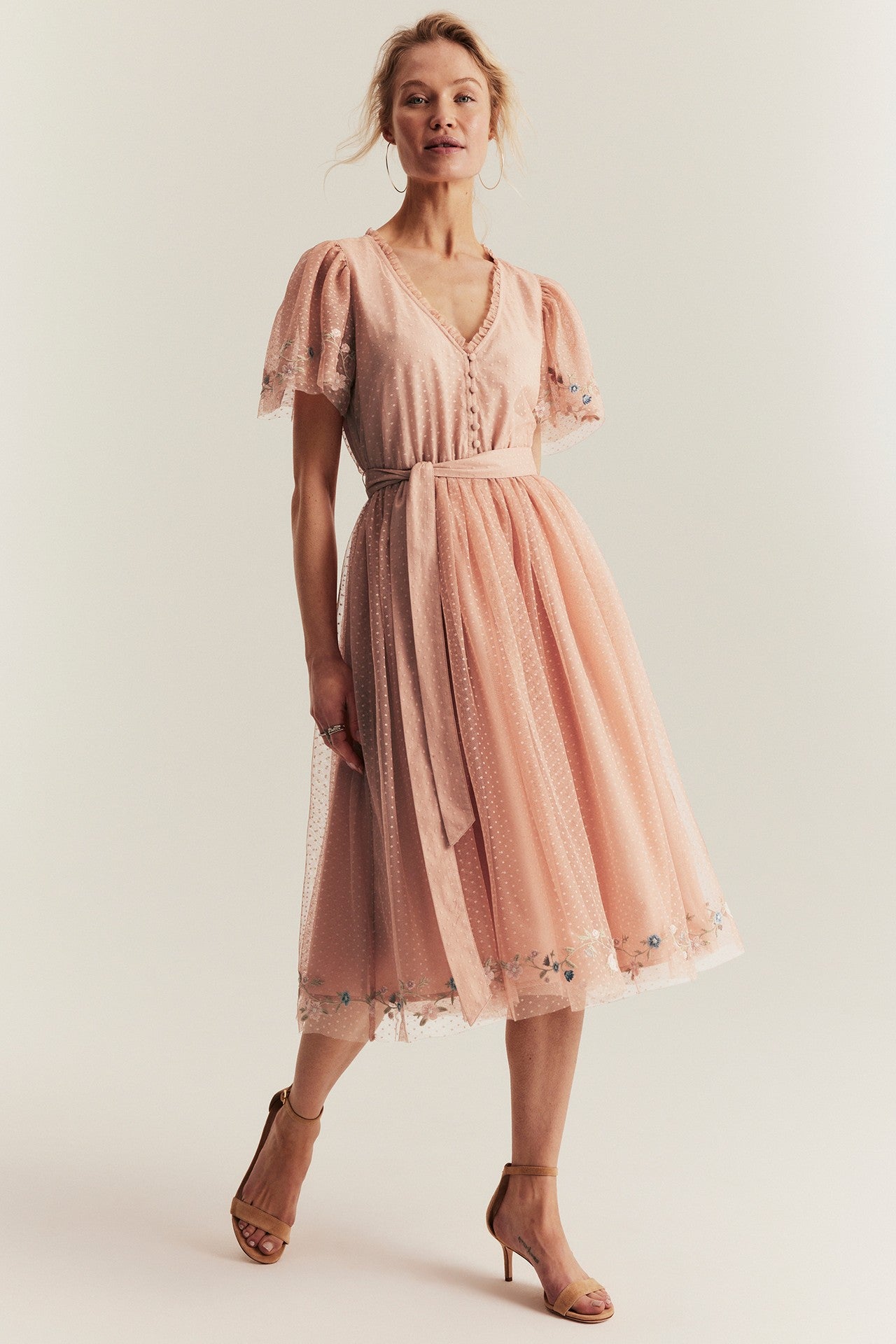 Women's pink mesh dress