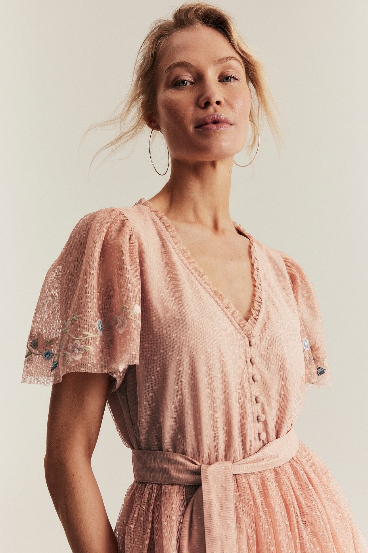 Women's pink mesh dress