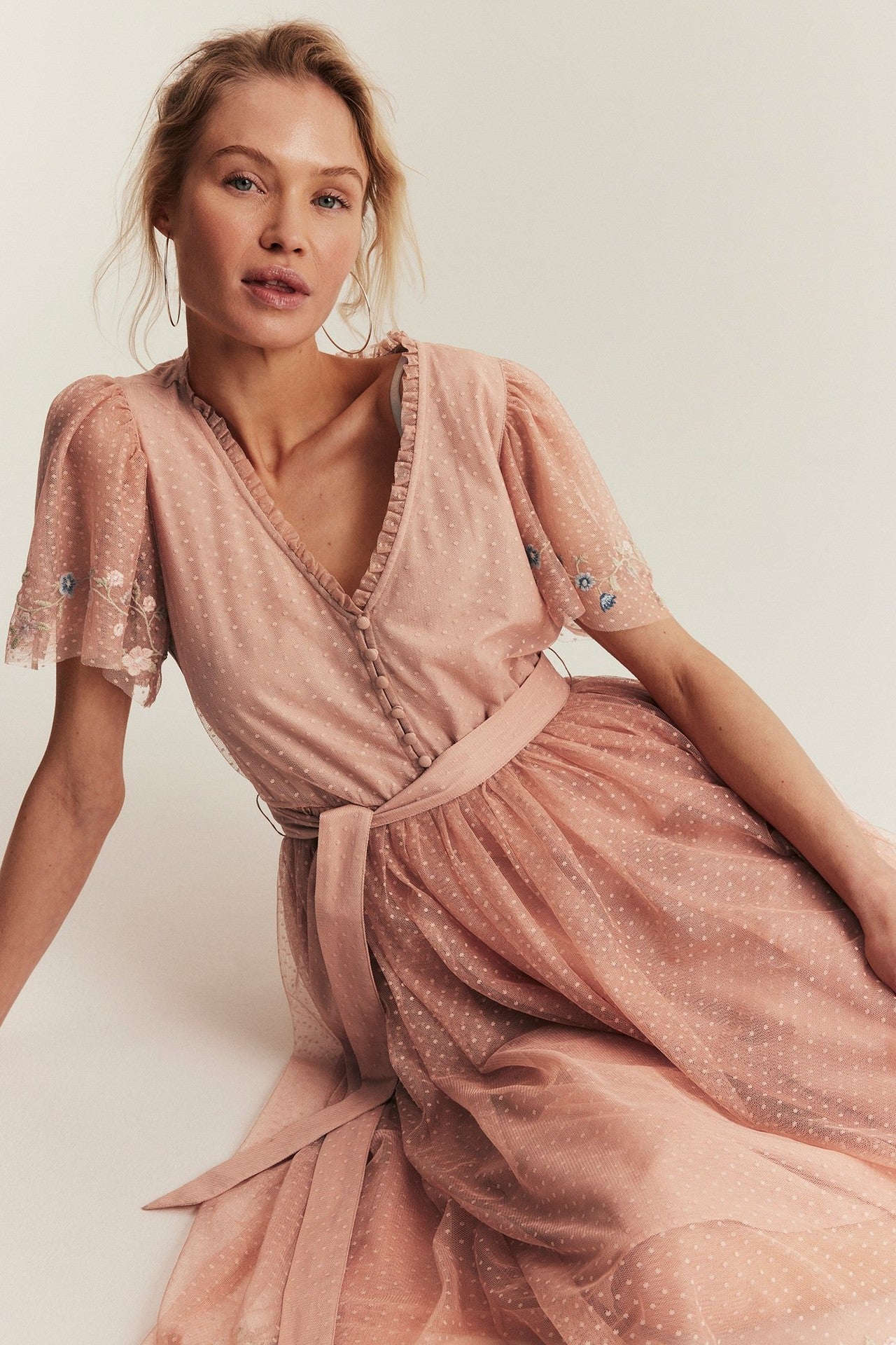 Women's pink mesh dress