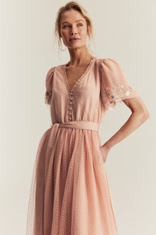 Women's pink mesh dress