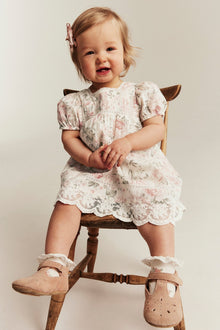 Baby white floral short sleeve dress