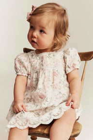 Baby white floral short sleeve dress