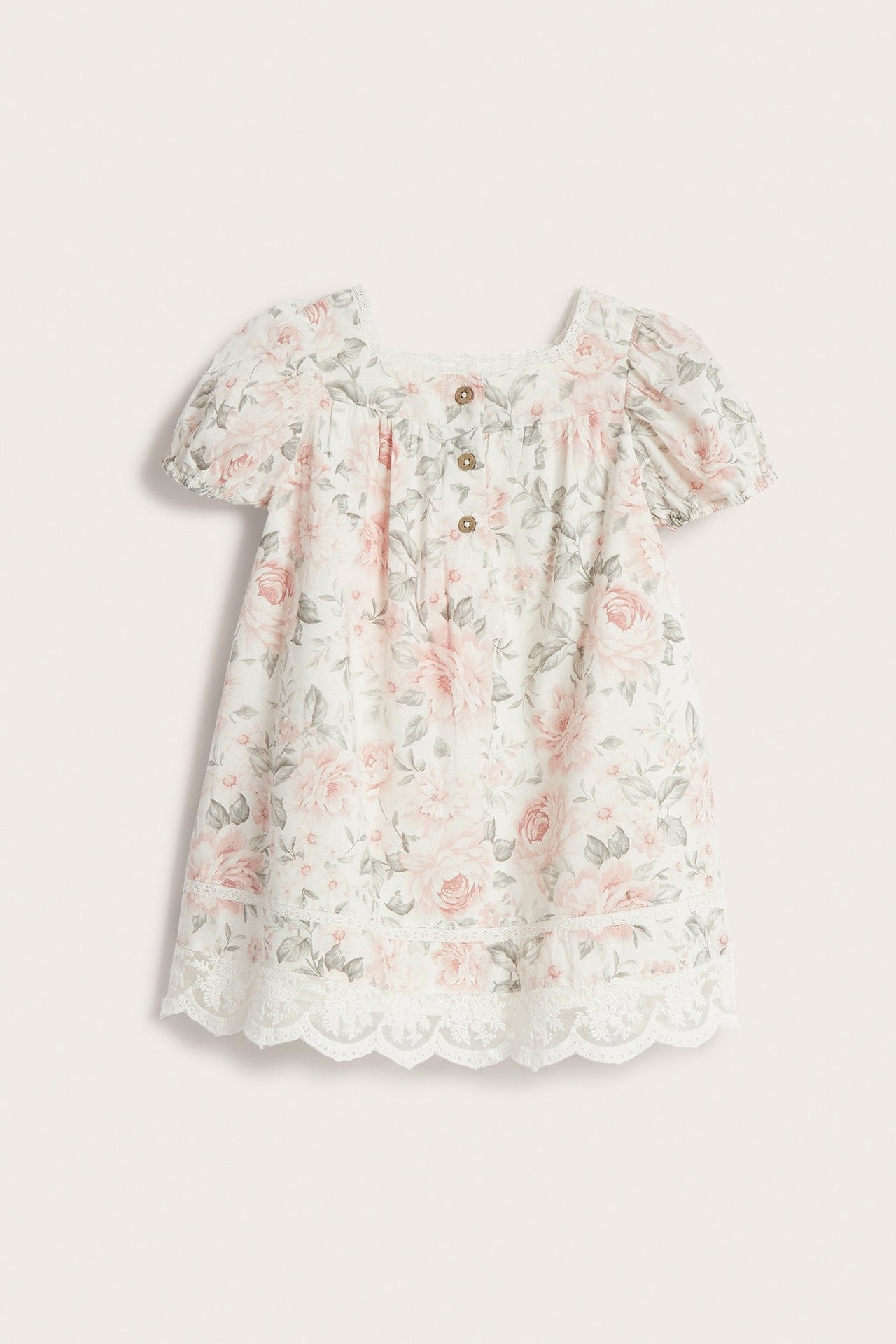Baby white floral short sleeve dress