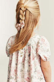 Kids white floral puff sleeve dress