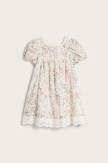 Kids white floral puff sleeve dress