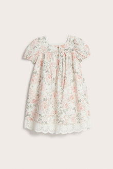 Kids white floral puff sleeve dress