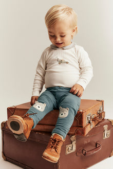 Baby blue leggings with brushed inside