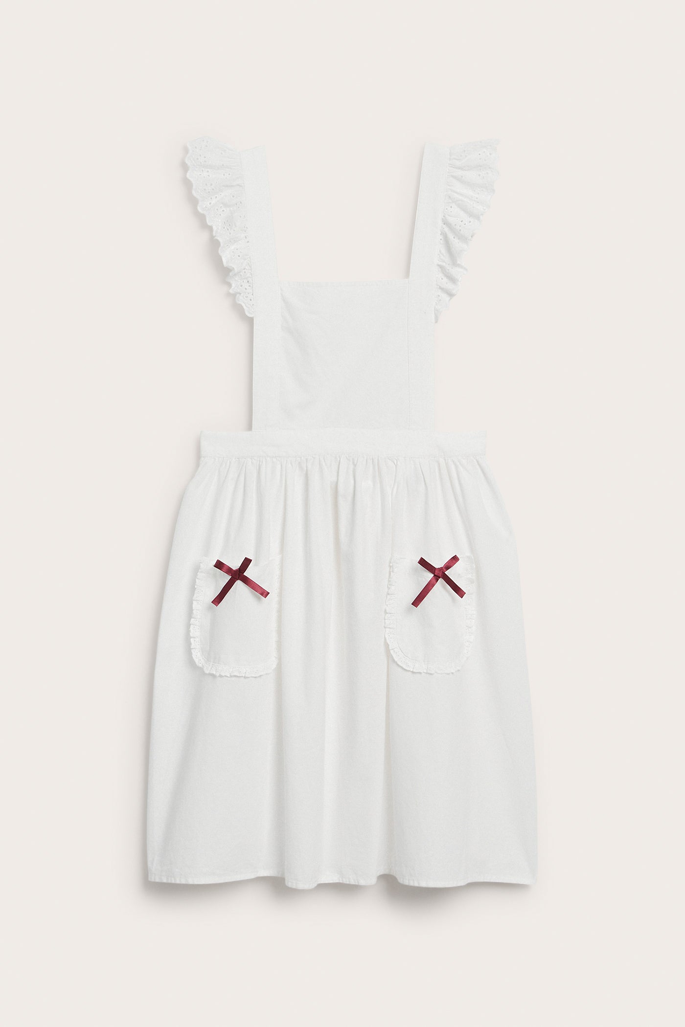 Women's white apron with frill and bow