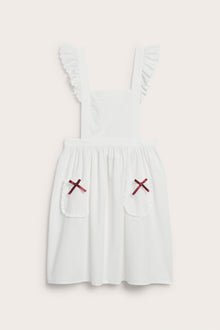 Women's white apron with frill and bow
