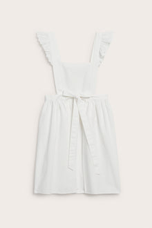 Women's white apron with frill and bow