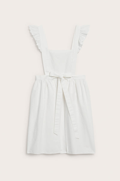 Women's white apron with frill and bow