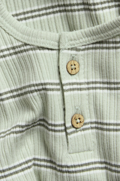 Baby green striped ribbed bodysuit
