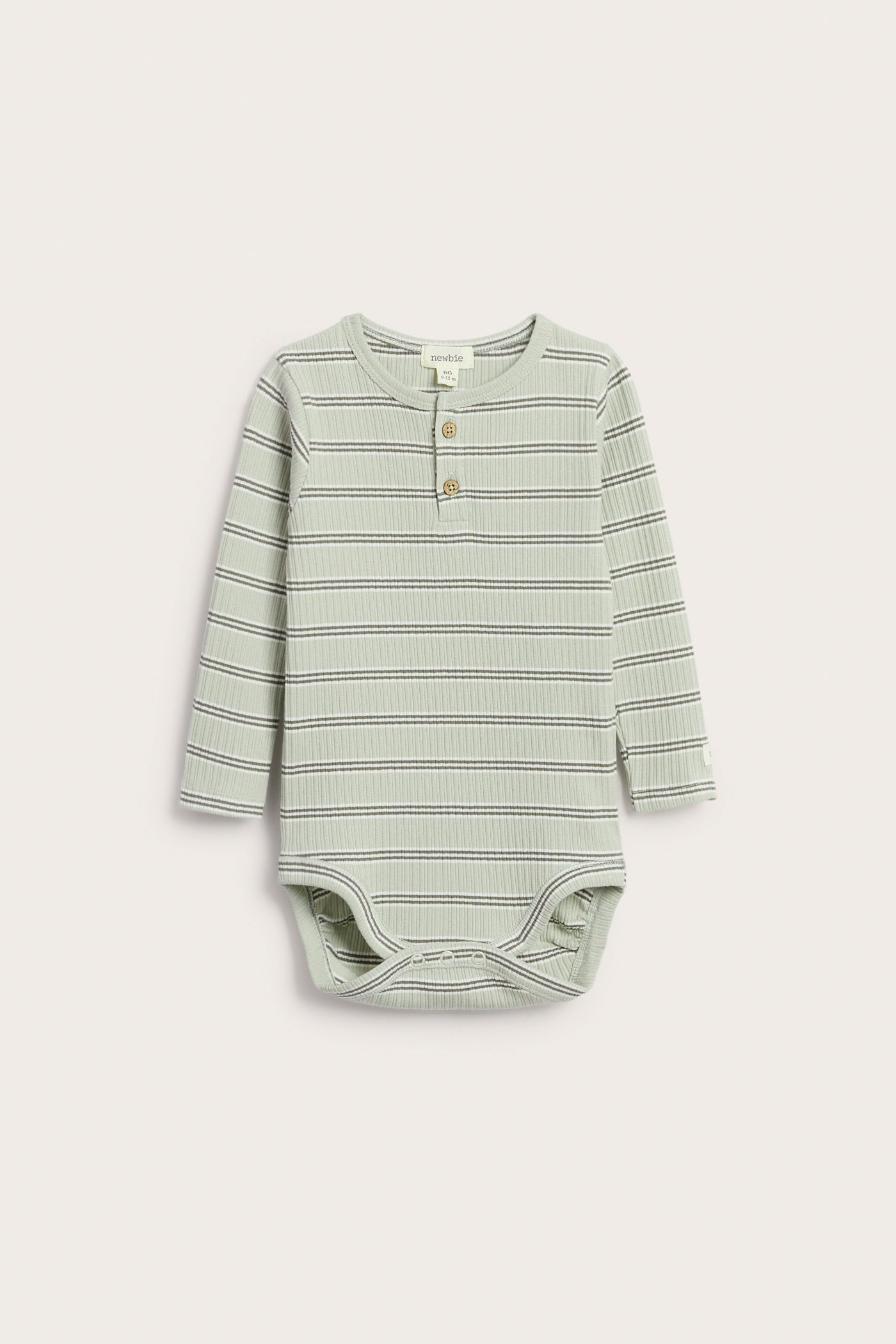 Baby green striped ribbed bodysuit