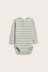 Baby green striped ribbed bodysuit
