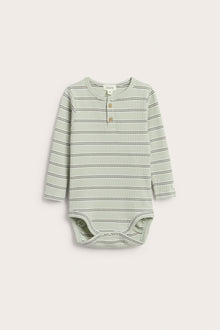 Baby green striped ribbed bodysuit