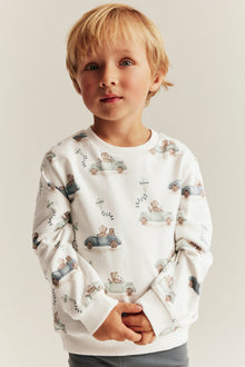 Baby & kids white sweatshirt with car print