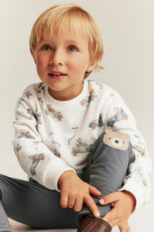 Baby & kids white sweatshirt with car print