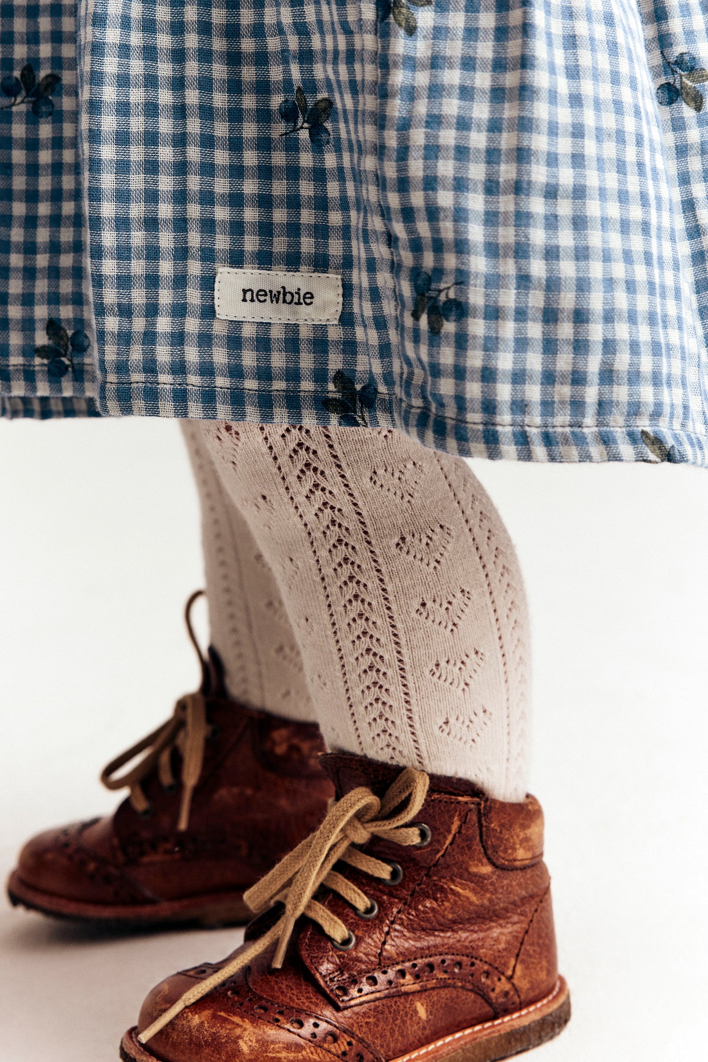 Baby blue checked dress with blueberries