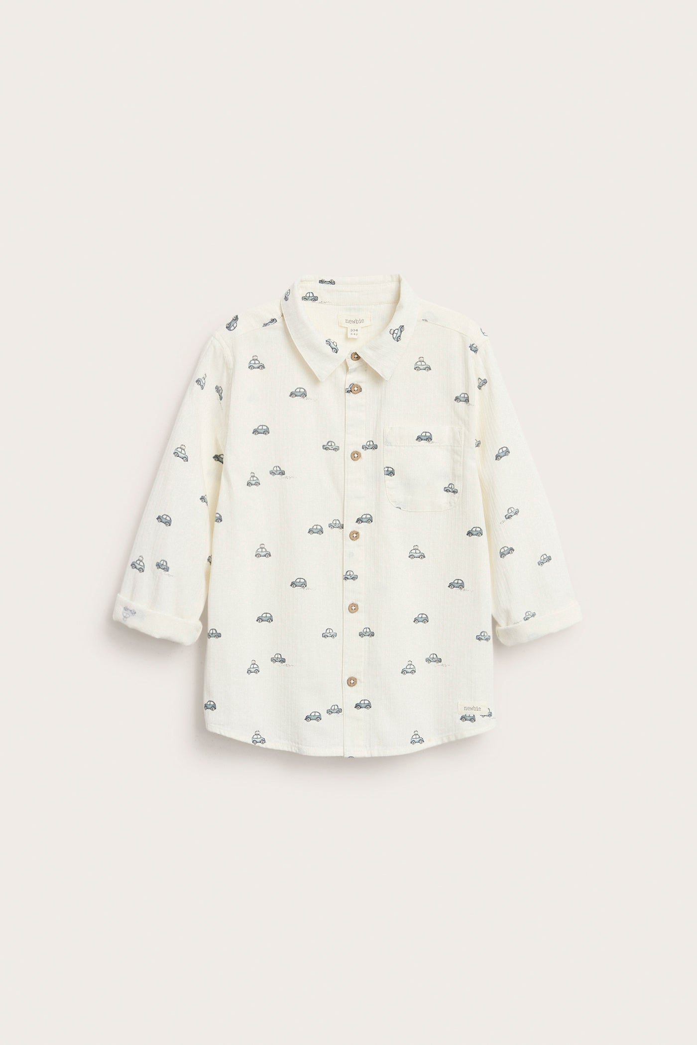 Kids' white shirt with car print