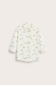Kids' white shirt with car print
