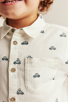 Kids' white shirt with car print
