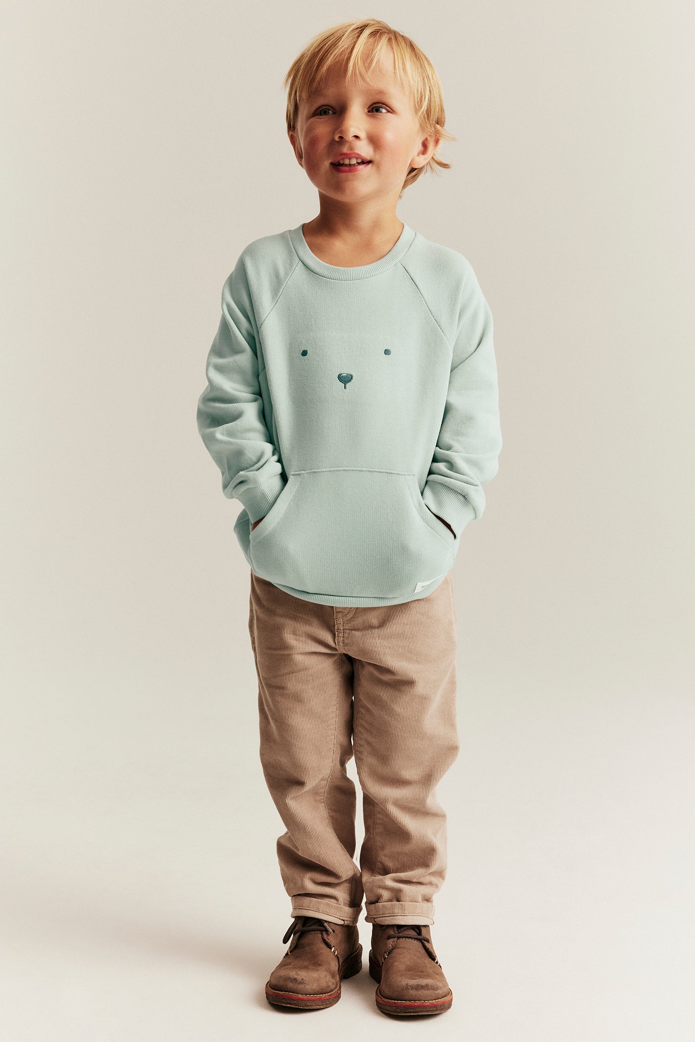Kids' green sweatshirt with pocket
