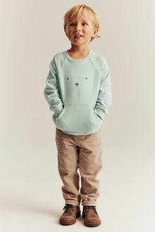 Kids' green sweatshirt with pocket