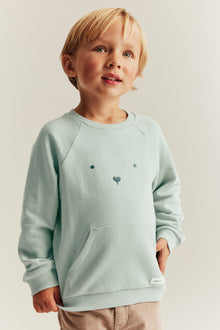 Kids' green sweatshirt with pocket