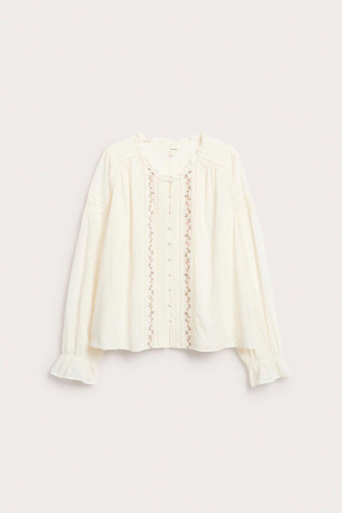 Women's white floral woven lace blouse