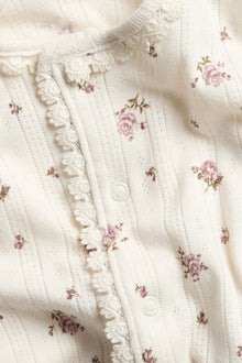 Baby white floral jumpsuit with lace