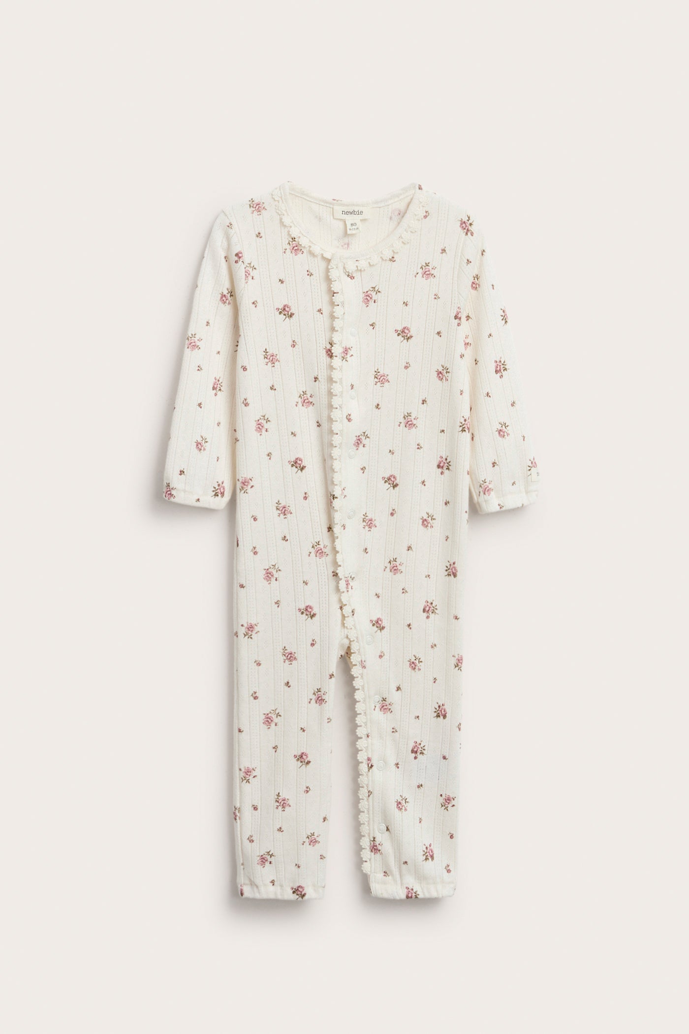 Baby white floral jumpsuit with lace