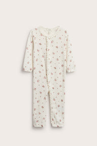 Baby white floral jumpsuit with lace