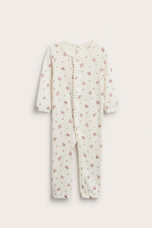 Baby white floral jumpsuit with lace