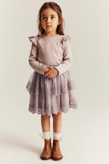 Baby & kids purple embroidered mesh skirt
