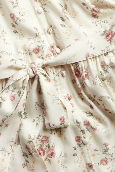Women's white floral short‑sleeved dress