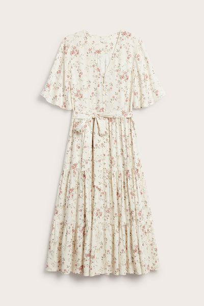 Women's white floral short‑sleeved dress