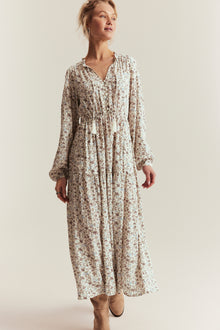 Women's white floral dress with frill collar