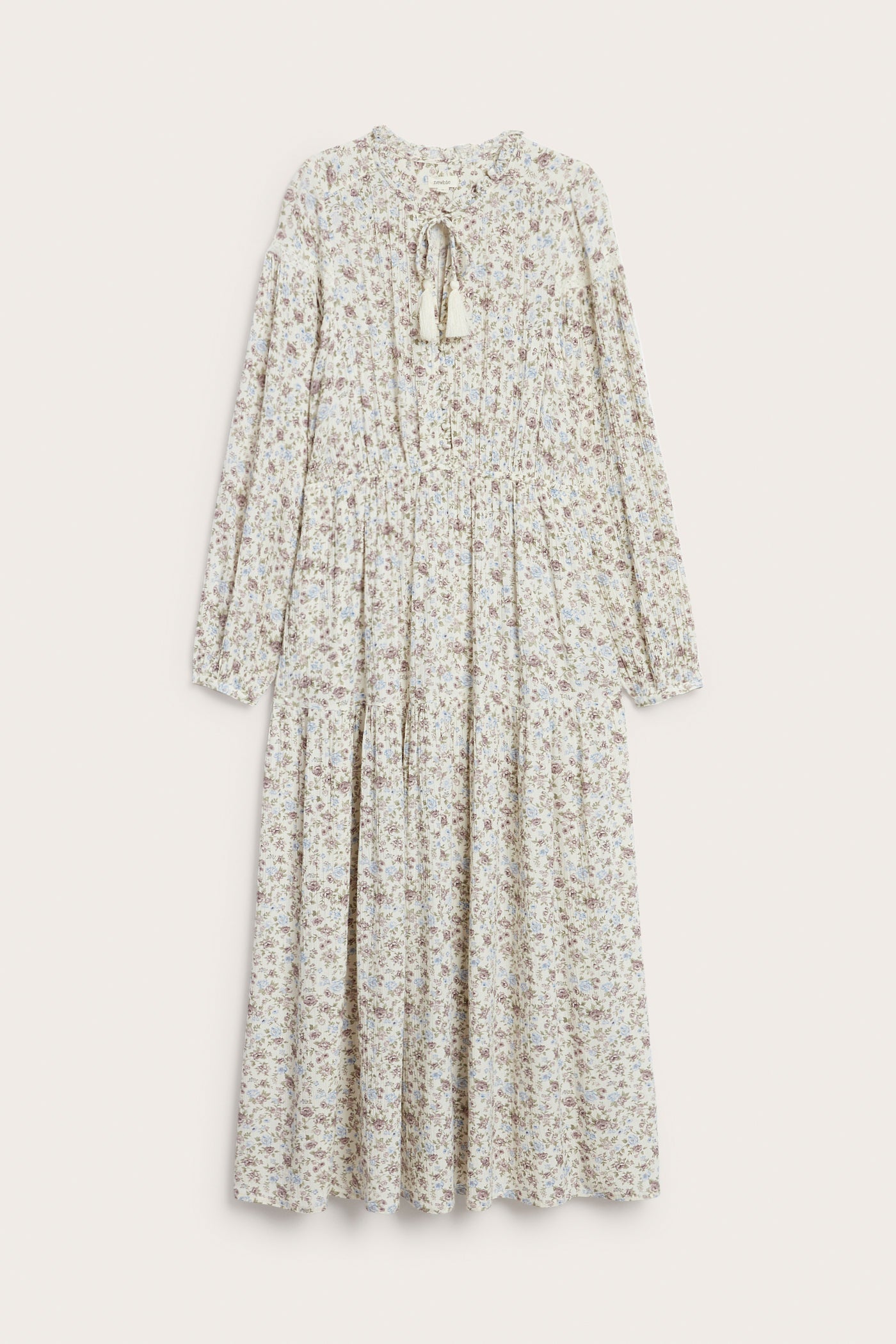 Women's white floral dress with frill collar