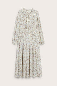 Women's white floral dress with frill collar