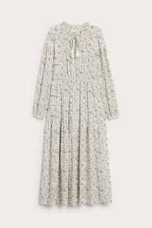 Women's white floral dress with frill collar