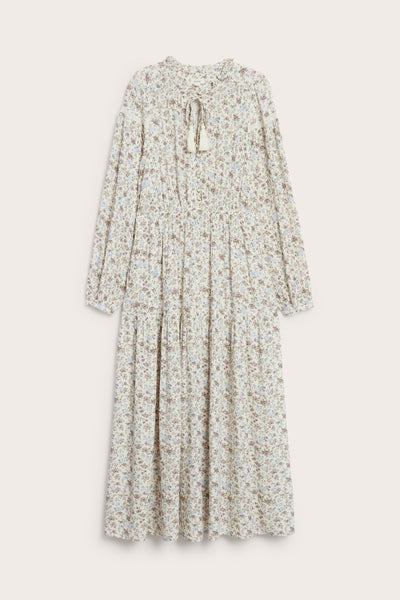 Women's white floral dress with frill collar