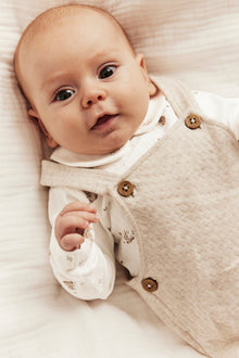 Baby white ribbed bodysuit with rabbits