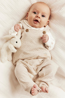 Baby white ribbed bodysuit with rabbits