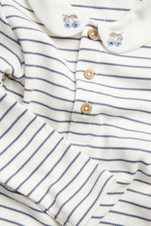 Baby white striped bodysuit with collar