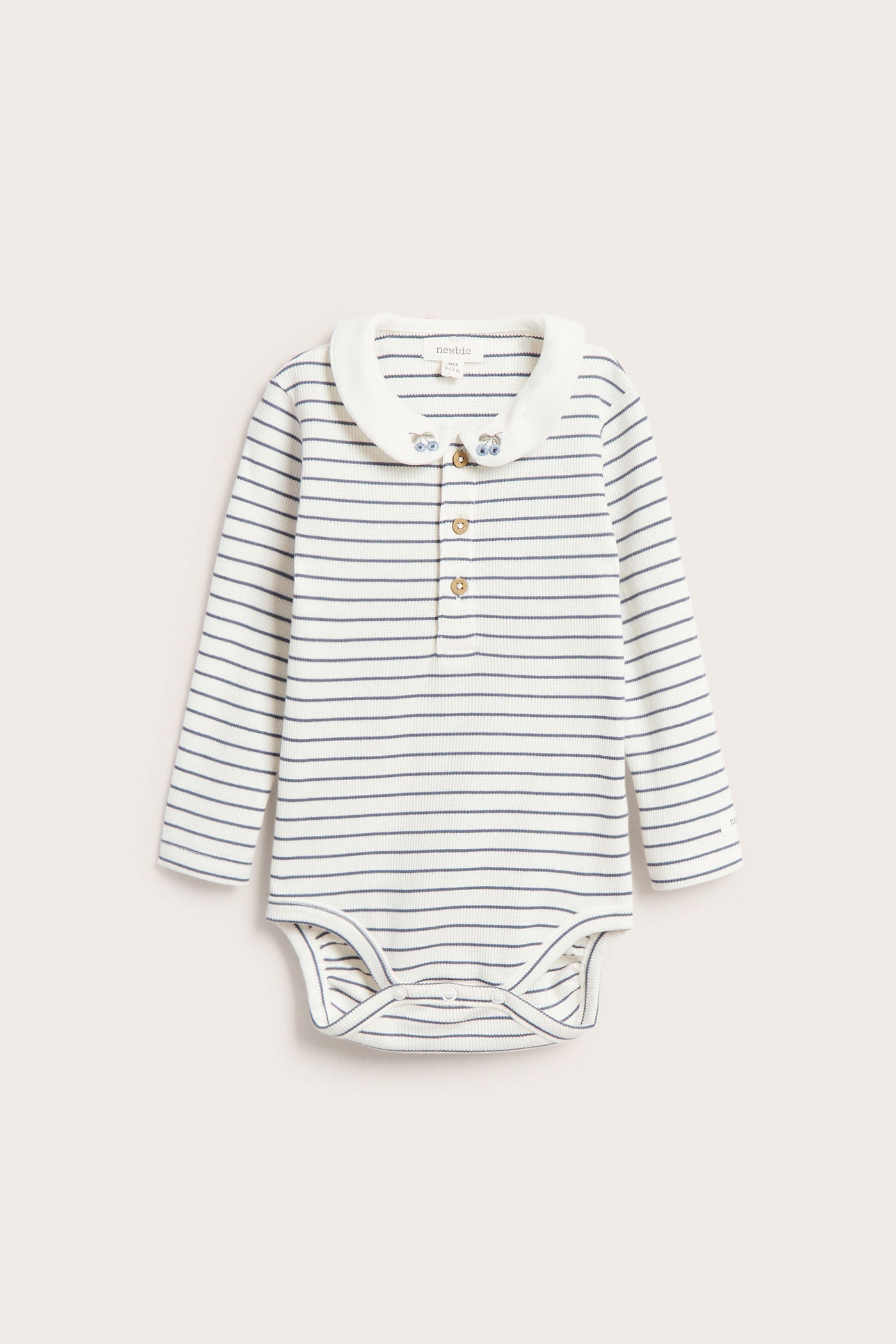 Baby white striped bodysuit with collar