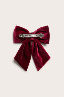 Kids red velvet hair-clip bow