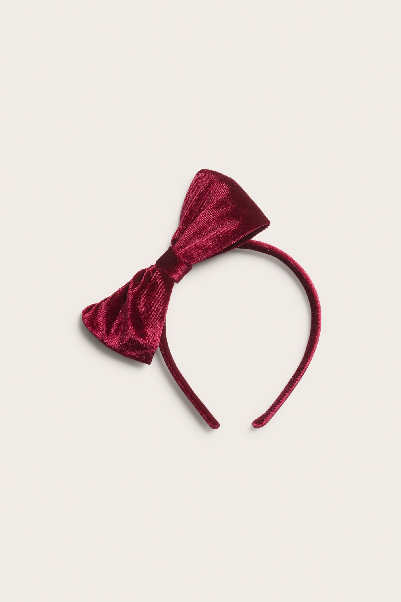 Kids' red velvet bow headband
