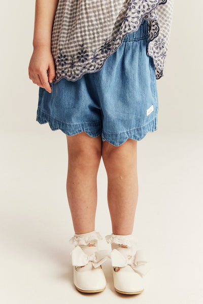 Kids blue woven denim shorts