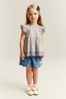 Kids blue woven denim shorts