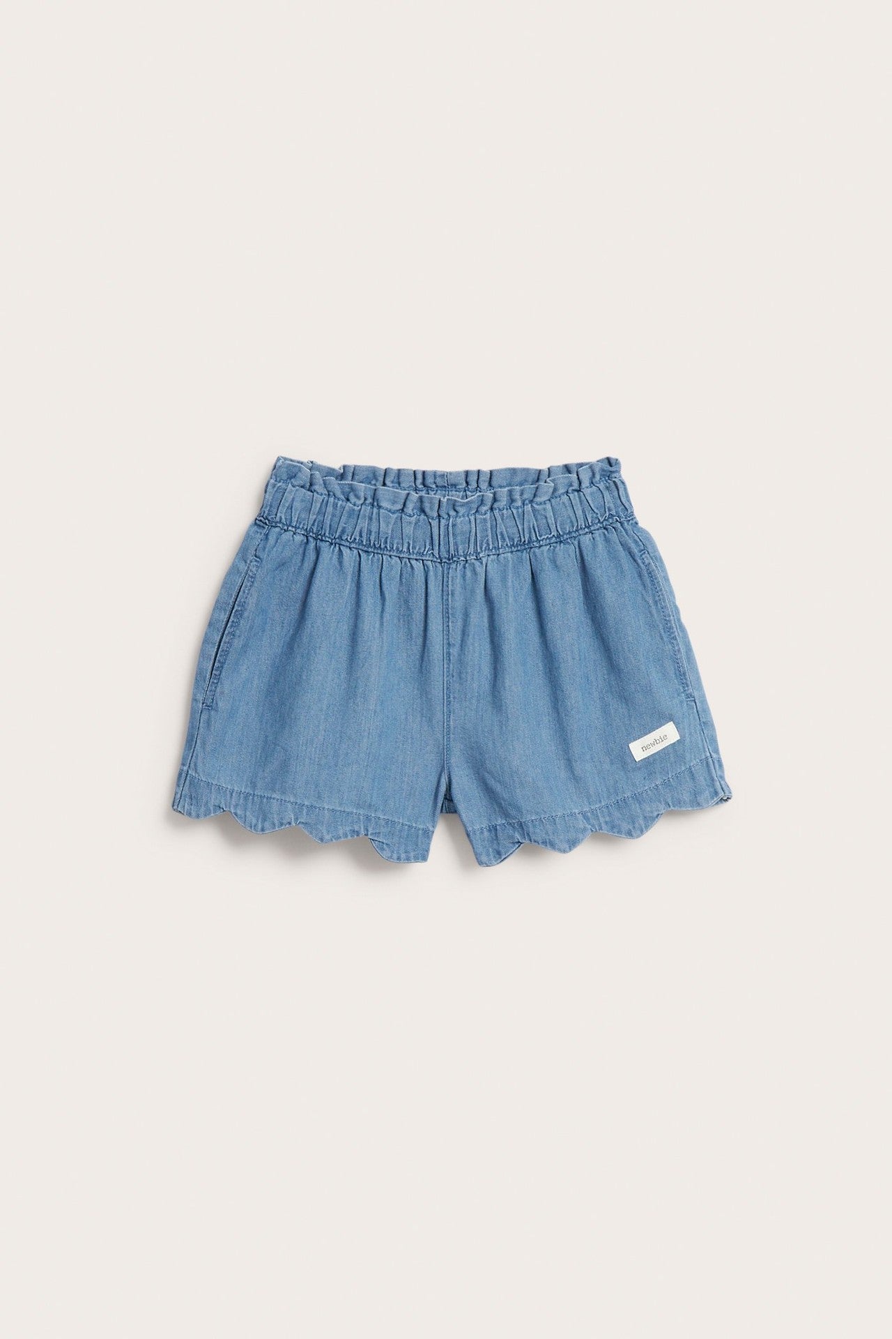 Kids blue woven denim shorts